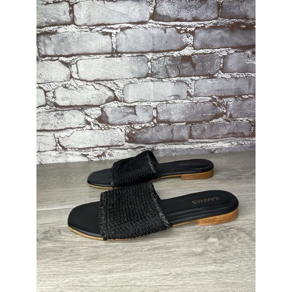 Kaanas Black Leather Synthetic Casual Columbia Slide Sandals Women Sz 9M US/40EU - Picture 15 of 16